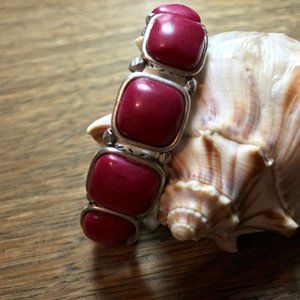Fossil Rasp Red Semi-Precious Stretch Bracelet